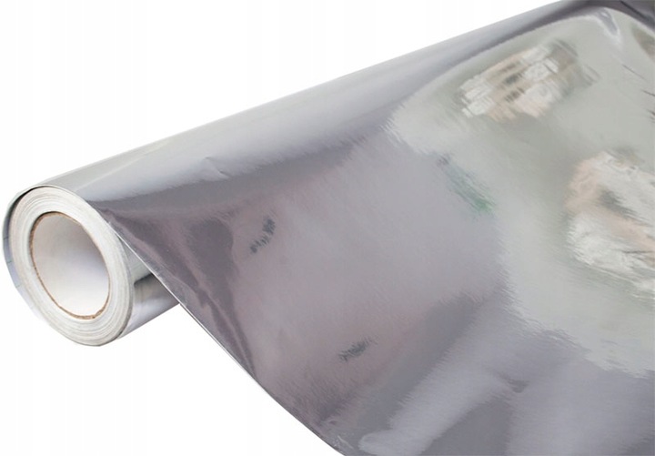 FOLIA OKLEINA LUSTRZANA CHROM SREBRNA 152cmx50cm