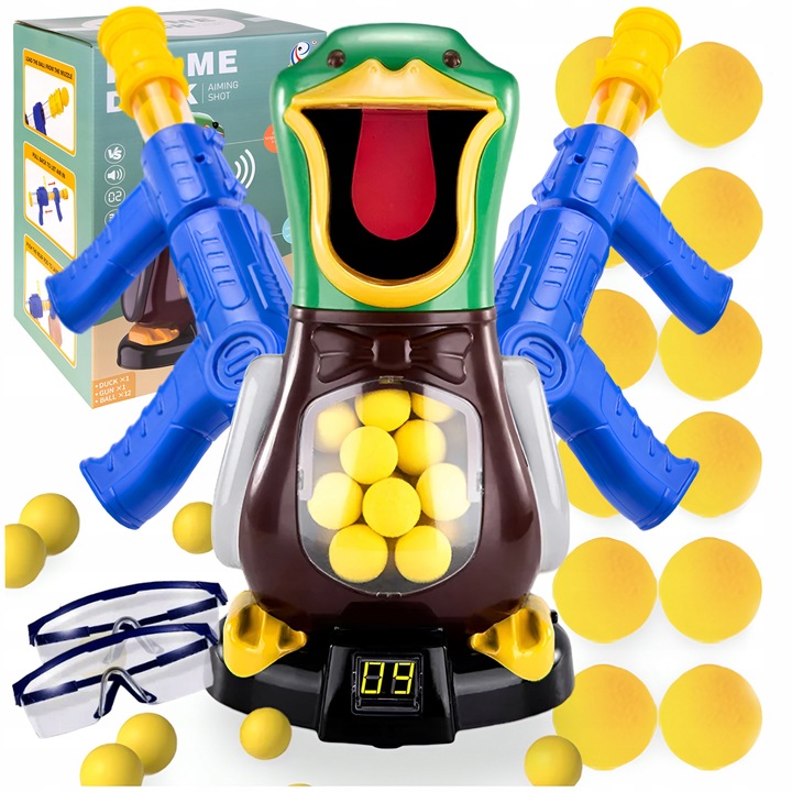 GŁODNA KACZKA STRZELANIE DO CELU KULKAMI GRA ZRĘCZNOŚCIOWA 2 x PISTOLET