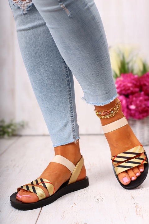 SANDAŁY DAMSKIE SPORTOWE BEŻOWE WYGODNE NA LATO