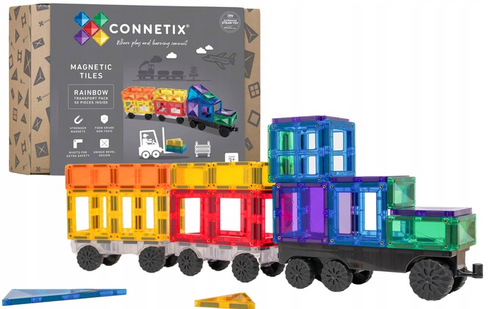 Connetix: klocki magnetyczne pociąg Transport Pack 50 el