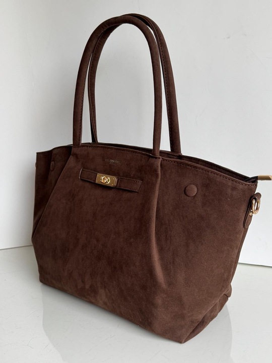 Torebka Flora&Co duża czekoladowa zamsz eco zamszowa ciemny brązowa shopper