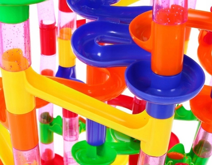 Bardzo Duży Tor Kulkowy dla kulek KULODROM 219 el Zjeżdżalnia Klocki