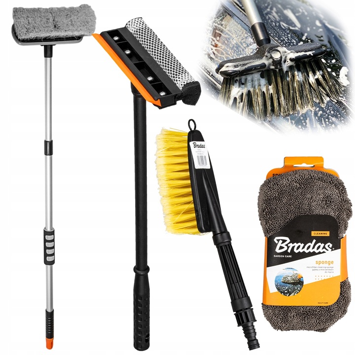 2X SZCZOTKA TELESKOPOWA DO CZYSZCZENIA SAMOCHODU FELG AUTA GĄBKA ŚCIĄGACZKA