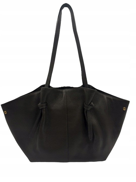 Torebka damska VERA PELLE skórzana SHOPPER ŁÓDKA na ramię BRĄZ CZEKOLADOWY