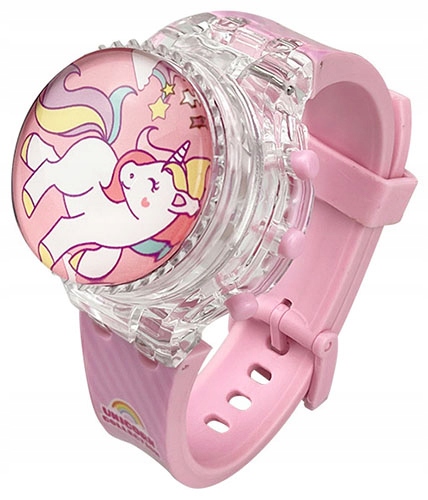 zegarek dziecięcy OBROTOWY dla dziewczynki UNICORN jednorożec MUSIC ŚWIATŁO