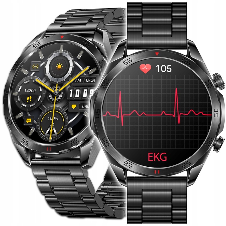 SMARTWATCH MĘSKI ZEGAREK EKG FUNKCJA POMIARU CUKRU AMOLED CIŚNIENIE ROZMOWY