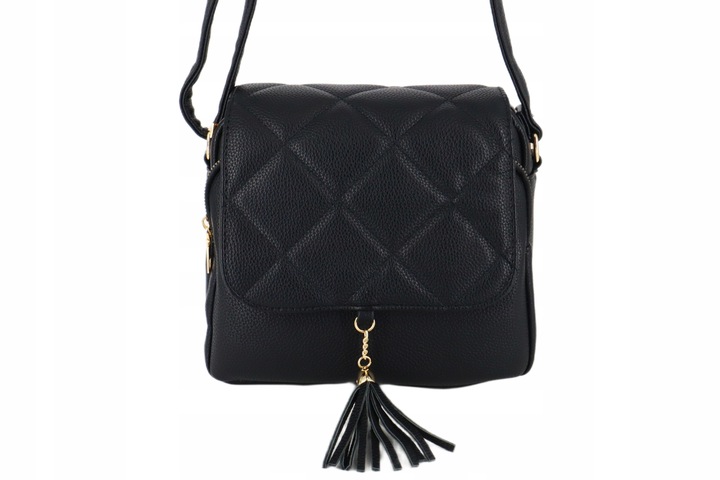 Torebka mała listonoszka przewieszka miejska pojemna z klapką CZARNA