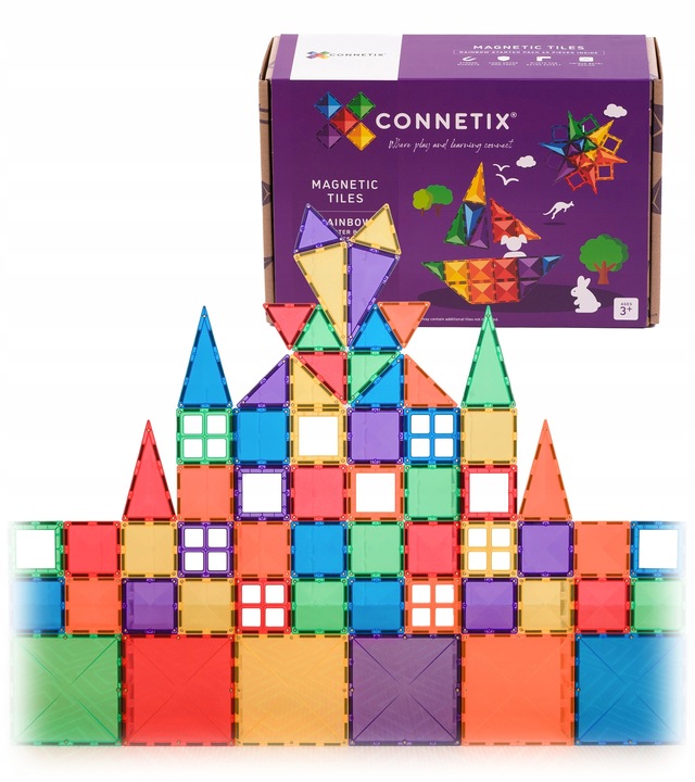 Klocki magnetyczne Starter 60 el. Connetix Rainbow zestaw startowy średni