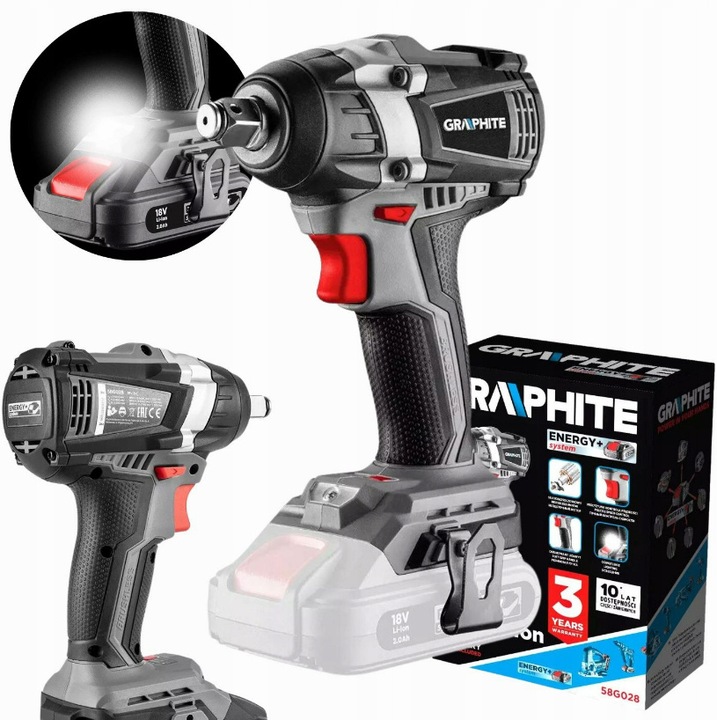 GRAPHITE KLUCZ UDAROWY BEZSZCZOTKOWY 300Nm 18V bez akum. 3 biegowy 58G028