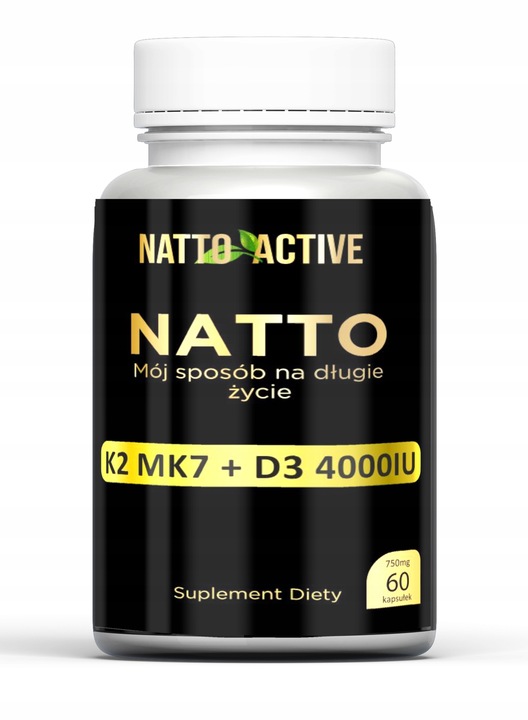 Natto Active Witamina D3 4000 Witamina K2 MK7 Nattokinaza – 60 kapsułek