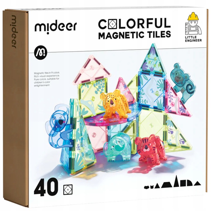 Klocki Magnetyczne Konstrukcyjne MiDeer 40 ELEMENTÓW Zestaw Edukacyjny