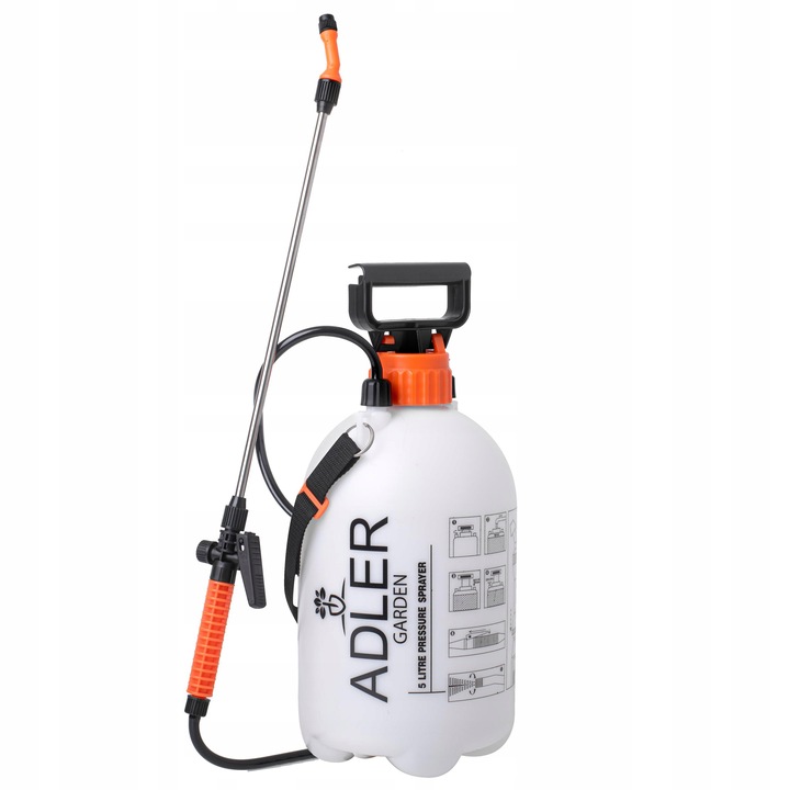 Ręczny OPRYSKIWACZ CIŚNIENIOWY Duża Pojemność 5L REGULACJA Zraszania Lanca