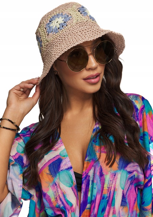 KAPELUSZ SŁOMKOWY EKO SŁOMKA bucket hat w kwiaty