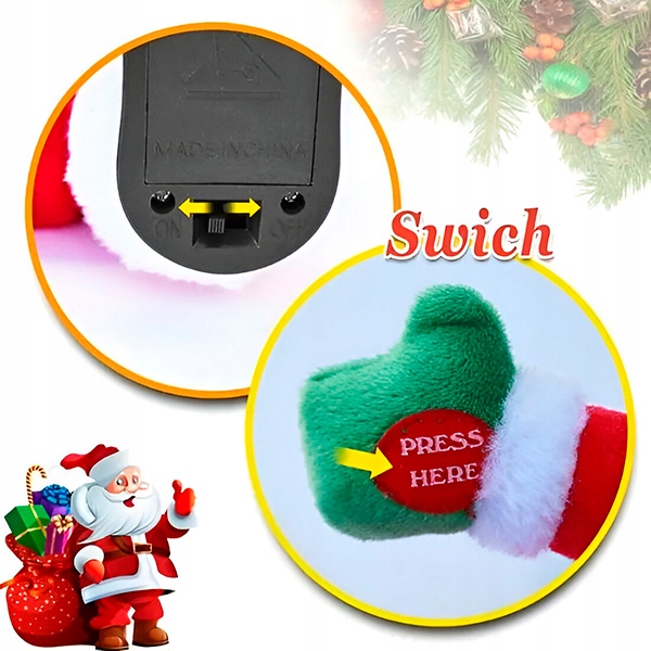 TAŃCZĄCY ŚPIEWAJACY MIKOŁAJ TWERKUJĄCY ŚMIESZNY NA BOŻE NARODZENIE DUŻY