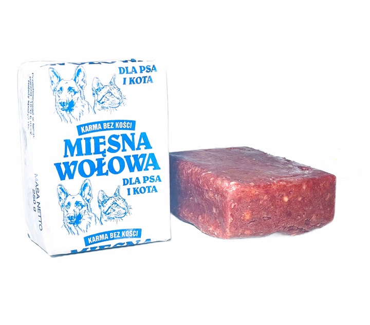 MIĘSO MROŻONE DLA PSA WOŁOWE BEZ KOŚCI 100% 10KG BARF KOSTKI KARMA WOŁOWA