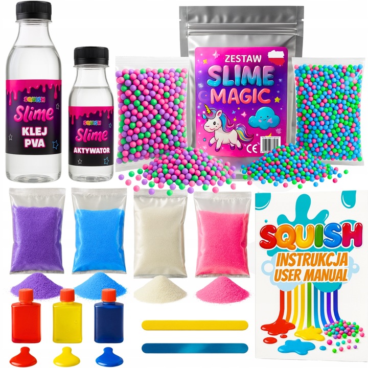 ZESTAW SLIME MAGIC KLEJ PVA DO ROBIENIA GLUTÓW PREZENT DZIEŃ DZIECKA