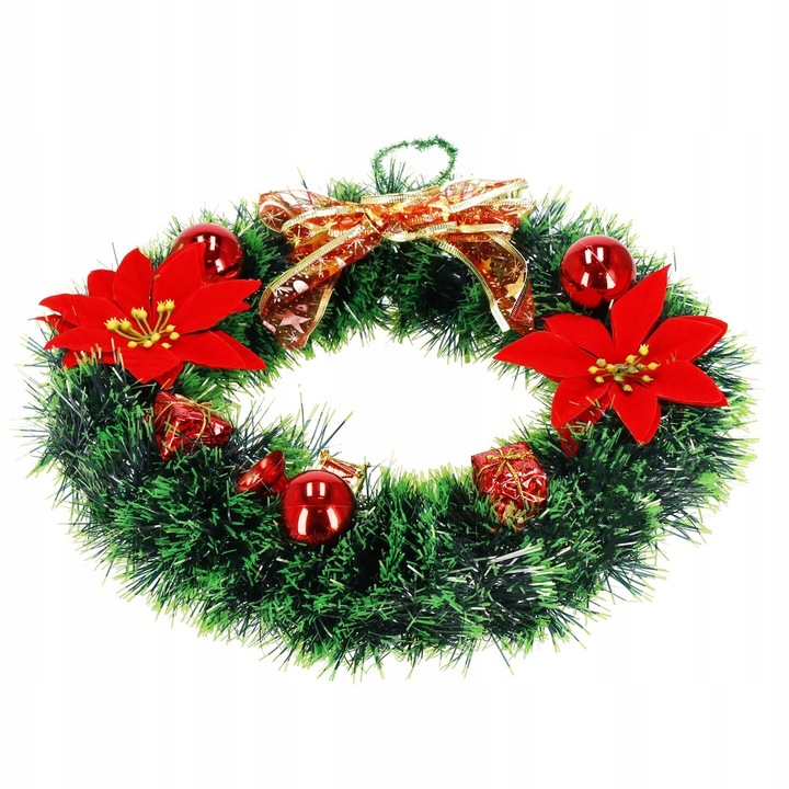 WIENIEC ŚWIĄTECZNY STROIK WIANEK NA DRZWI 35cm DUŻY PIĘKNY DEKORACJA OZDOBA