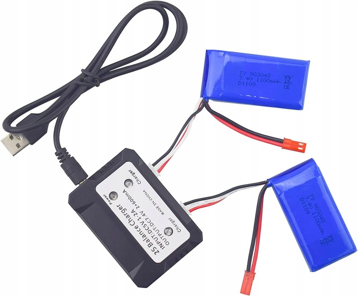 Zestaw 2 baterii 7,4 V 1100 mAh Ładowarka WLtoys A949, A959, A969, A979,