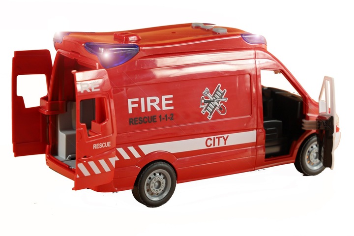 STRAŻ POŻARNA SAMOCHÓD ZABAWKA WÓZ AUTO STRAŻACKI POJAZD NAPĘD GUMOWE KOŁA