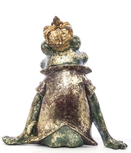 FIGURKA FIGURA ŻABA ŻABKA SIEDZĄCA W KORONIE