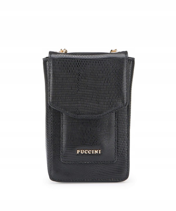 Mini Mała Torebka Damska Listonoszka Z Łańcuszkiem PUCCINI Czarna BML059T-1