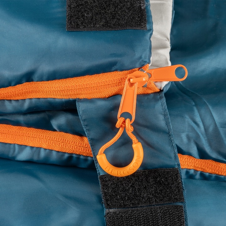 Śpiwór prostokątny Bergson Square 200 EZ Plus niebieski 2w1 Zamek Prawy