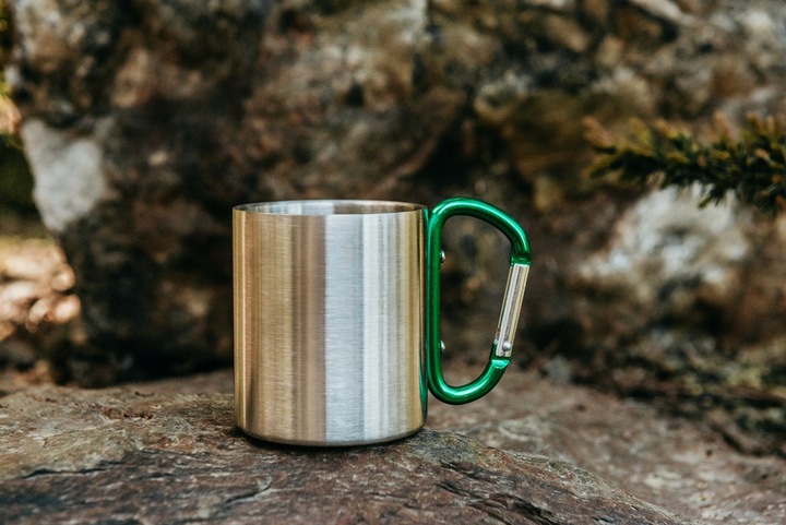 Kubek stalowy 210 ml z karabińczykiem swój grawer