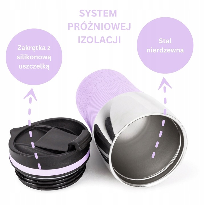 KUBEK TERMICZNY stalowy TERMOS do kawy herbaty szczelny KAMILLE 320ml