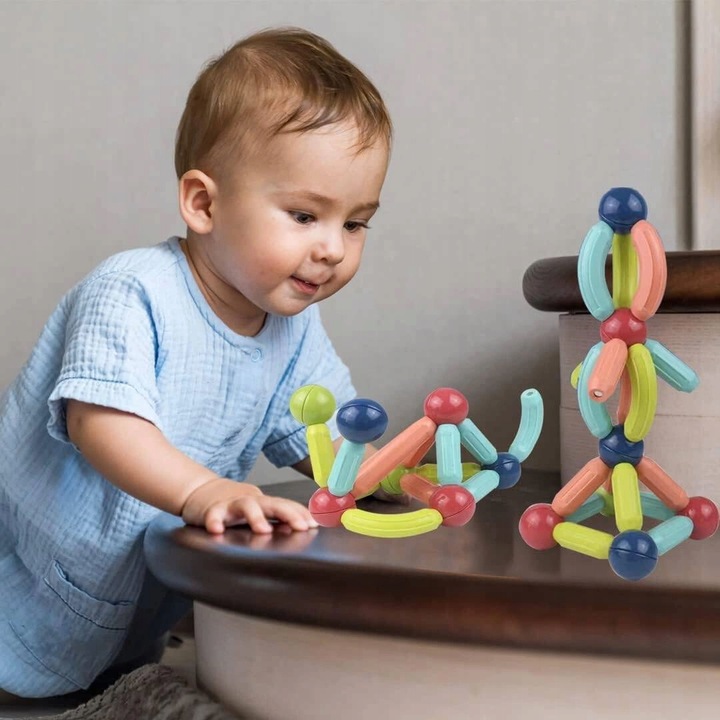 KLOCKI MAGNETYCZNE KONSTRUKCYJNE 42 ELEMENTY MEGA DUŻY ZESTAW EDUKACYJNE