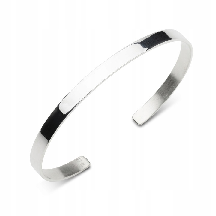 Bransoletka męska doginana srebro 925 sztywna gładka na prezent dla niego