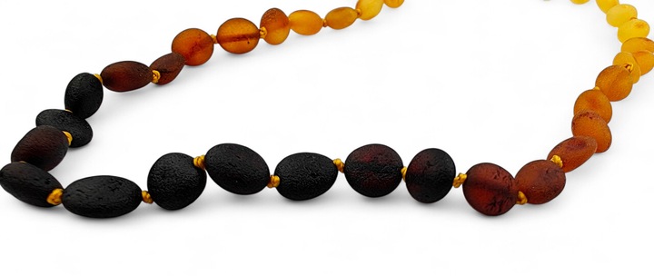 NASZYJNIK NA ZĄBKOWANIE BURSZTYN FASOLKA NIEPOLEROWANY