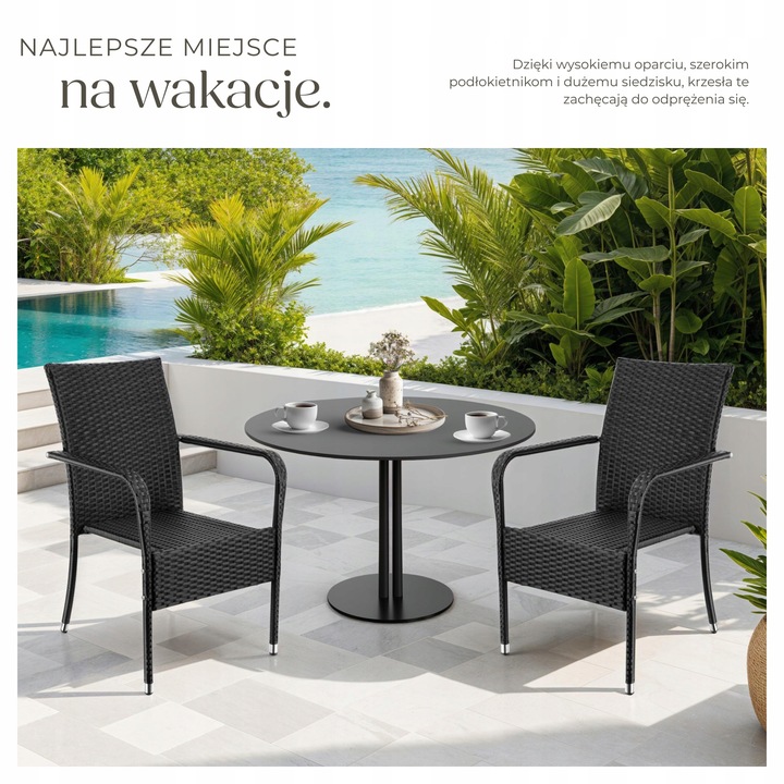 Krzesło rattanowe Girona, sztaplowane, nośność 120 kg