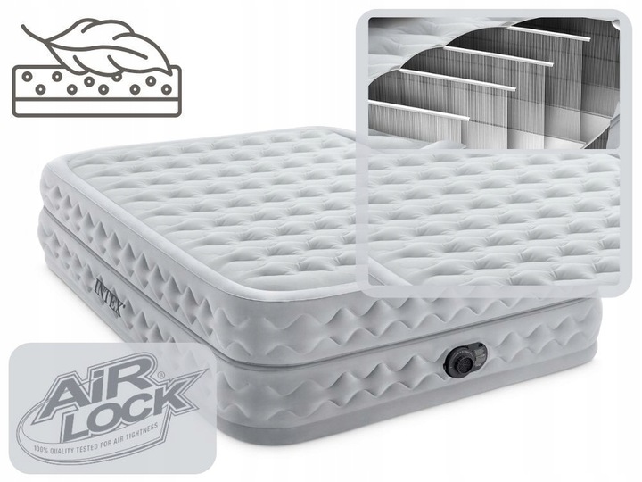 Materac Dmuchany Dwuosobowy Łóżko do Spania z Pompką 230V Intex 64490 NEW