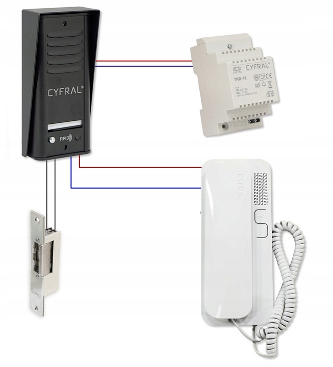 Domofon 1-rodzinny Cyfral Cosmo R1 czarny breloki ( biały unifon )