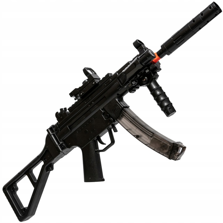 KARABIN MP5 PISTOLET AUTOMATCZNY NA KULKI ŻELOWE Z LATARKĄ 2w1 STRZAŁKI