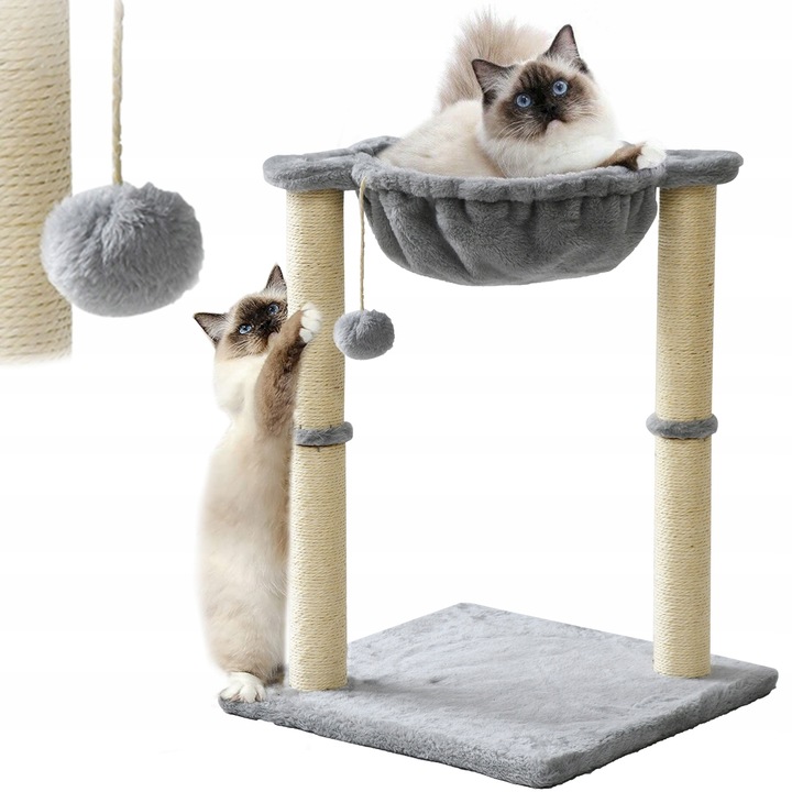 DRAPAK DLA KOTA NISKI Z ZABAWKAMI LEGOWISKIEM 2 POZIOMY SZNUREK JUTOWY 45cm