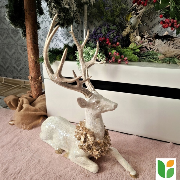 Figurka dekoracyjna świąteczna renifer jeleń duży leżący 53x50x29