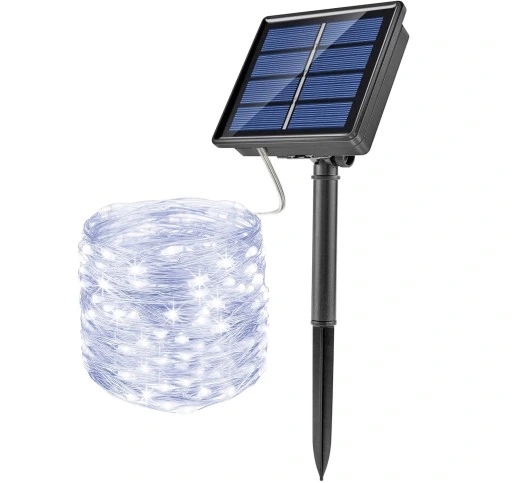 LAMPA SOLARNA GIRLANDA OGRODOWA 100 LED ZIMNA 12m