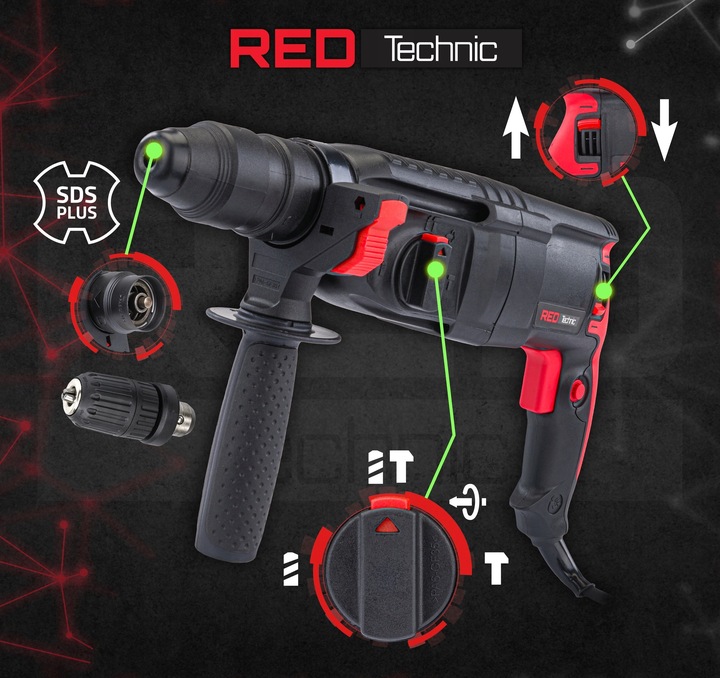 MŁOTOWIERTARKA Młot UDAROWY Wiertarka UDAROWA SDS+ 2600W 4J Walizka Zestaw