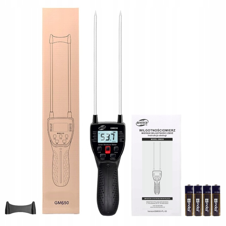 MIERNIK WILGOTNOŚCI ZIARNA I ZBOŻA PRECYZYJNY WILGOTNOŚCIOMIERZ LCD BATERIE