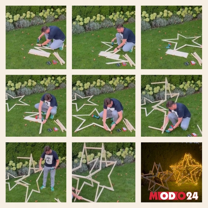 Gwiazda świąteczna 3D ulepszona z koziołków ModoStar 189cm drewno IMPREGNAT