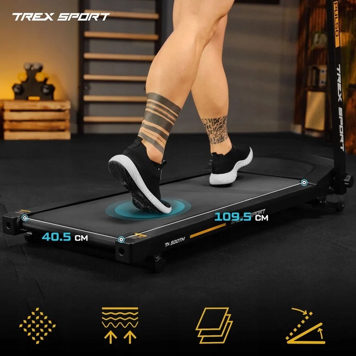 Bieżnia elektryczna składana domowa treningowa kąt nachylenia Trex Sport