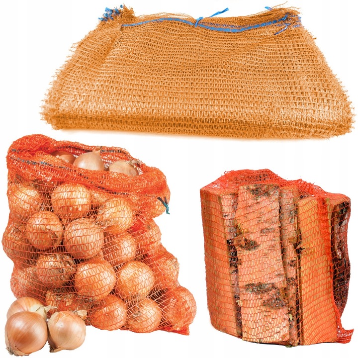 Worki Raszlowe z zaciągiem Siatkowe 25-30kg 50x80 100szt POMARAŃCZOWE