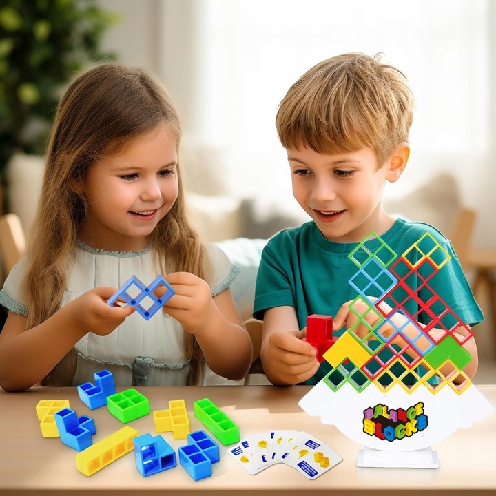 TETRIS Balance Blocks UKŁADANKA GRA LOGICZNA ZRĘCZNOŚĆIOWA wieża 64el