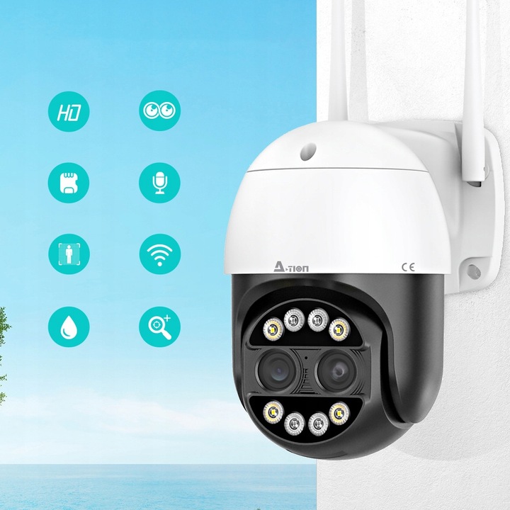 ZEWNĘTRZNA OBROTOWA KAMERA IP WIFI 8MPX 4K ULTRA HD 8x ZOOM DO MONITOROWANI