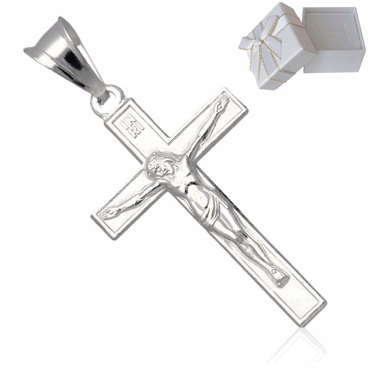Krzyżyk Srebrny z JEZUSEM zawieszka KRZYŻ z wizerunkiem 925