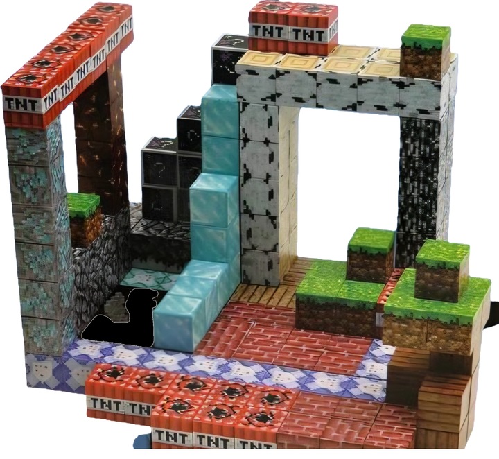 KLOCKI MAGNETYCZNE PIKSELE BLOCZKI SZEŚCIANY MOCNE 184 KLOCKI 2 FIGURKI