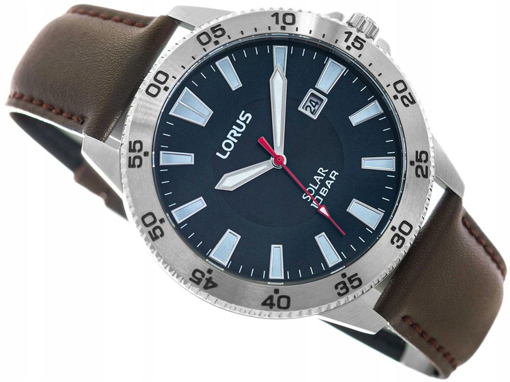 MĘSKI ZEGAREK LORUS RX349AX9 SOLAR ELEGANCKI NA PASKU DATOWNIK 100M