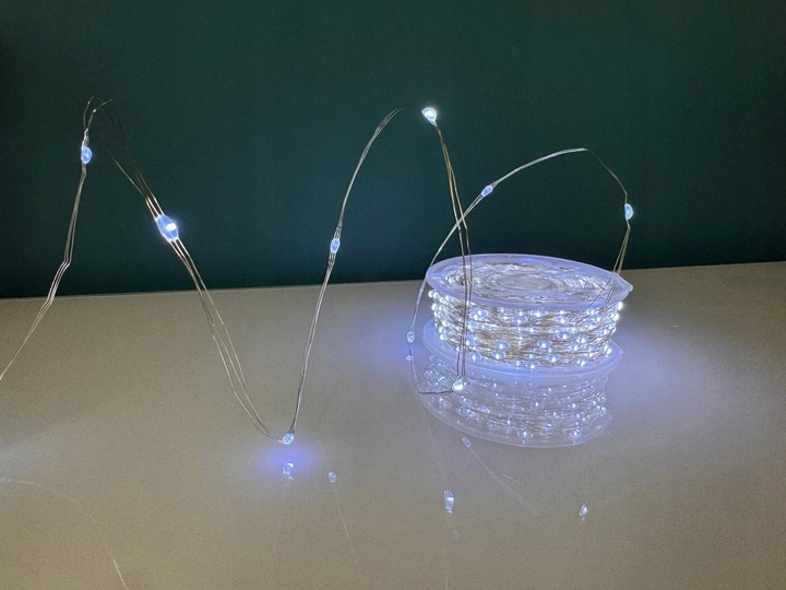 Lampki Choinkowe 1000 LED Mikro Drucik 100m Biały Zimny IP65 Pilot