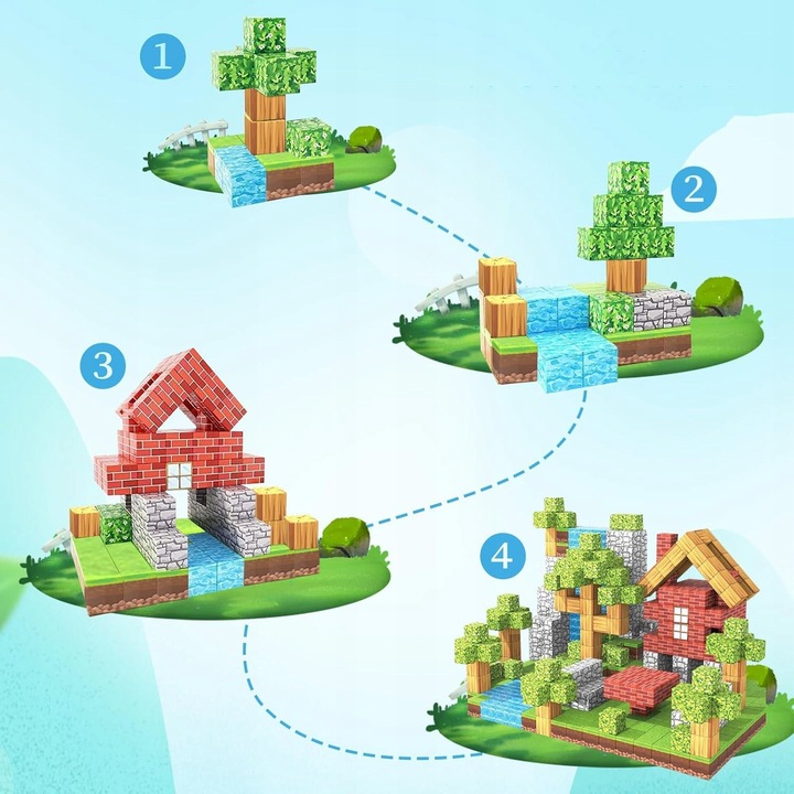 BUDOWANIE MAGNETYCZNE, 100 SZT. ELEMENTÓW MAGNETYCZNE KLOCKI KONSTRUKCYJNE